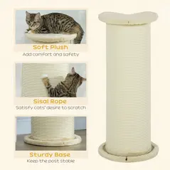 PawHut 85cm Tall Cat Scratching Post, with Sisal Rope, Soft Plush, Anti Tip - Beige - 5