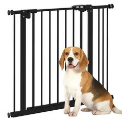PawHut Adjustable Safety Gate w/ One Extensions, Four Adjustable Screws, Black - 1