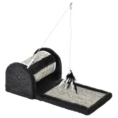 PawHut Cat Scratcher, Sisal Cat Scratching Board Mat Pad with Roller, Feather Toy, 44 x 24 x 16 cm, Grey - 1