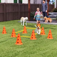 PawHut Dog Agility Equipment Set of Eight Cones, Eight Poles w/ Carry Bag, Four-Piece Adjustable Height Jumping Obstacles - 2