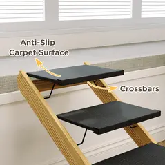 PawHut Adjustable Dog Steps Dog Ramp, 4-Step Non-slip Pet Stairs for Large Sized Dogs, Foldable Dog Stairs for Bed Sofa - 8