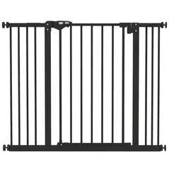 PawHut Adjustable Safety Gate w/ Two Extensions, Four Adjustable Screws, Black - 1