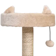 PawHut Cat Tree for Indoor Cats with Scratching Post Climbing Tower Kitty Activity Centre Condo Perch Jumping Platforms Beige 60L x 40W x 81H cm - 9