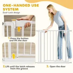 PawHut Baby Gate, Pet Safety Gate Pressure Fit, 76-82cm Wide with Two-Way Open, One-Hand Opening - 6