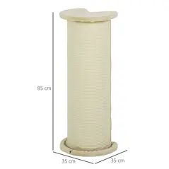 PawHut 85cm Tall Cat Scratching Post, with Sisal Rope, Soft Plush, Anti Tip - Beige - 3