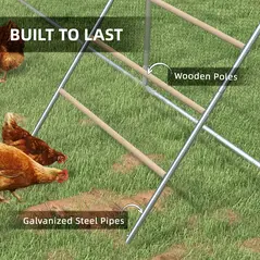 PawHut Chicken Perch for Coop, Wooden and Galvanised Steel Roosting Bar Jungle Gym, Chicken Roosting Ladder for Backyard Farm - 5