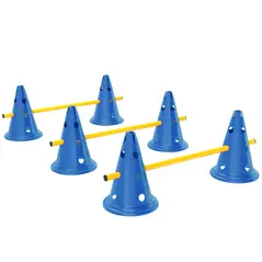 PawHut Dog Agility Equipment Set of Six Cones, Six Poles with Carry Bag, Three-Piece Adjustable Height Jumping Obstacles, Blue - 1