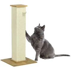 PawHut 80cm Scratching Post, with Toy Ball, Sisal Rope - White - 1