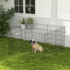 PawHut 8 Panel DIY Dog Pen with Door, for Dogs, Small Animals, Indoor/Outdoor Use, 76cm High - 2