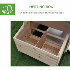 PawHut Chicken Coop Small Animal Pet Cage w/ Nesting Box Outdoor Run Backyard Wooden - 6