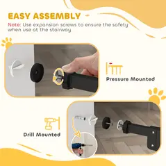 PawHut Adjustable Safety Gate w/ Two Extensions, Four Adjustable Screws, Black - 7