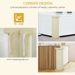 PawHut 85cm Tall Cat Scratching Post, with Sisal Rope, Soft Plush, Anti Tip - Beige - 6