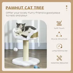 PawHut Cat Tree Tower with Scratching Posts, White - 4