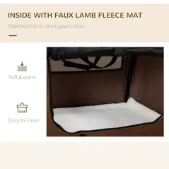 PawHut 60cm Foldable Pet Carrier, with Cushion, for Mini Dogs and Cats - Brown - 6