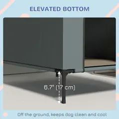 PawHut Dog House Outdoor Elevated Dog Bed with Removable Cover, Mesh Windows, Storage Bag, for S and M-Sized Dogs, Grey - 7