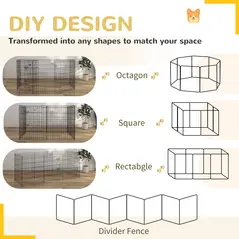 PawHut 8 Panel DIY Dog Pen with Door, for Dogs, Small Animals, Indoor/Outdoor Use, 76cm High - 4
