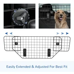 PawHut Dog Guard for Cars Adjustable Boot Barrier Metal Mesh Pet Headrest, 90-120W x 40.5H cm - 6