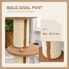 PawHut 91cm Cat Tree, Cat Tower with Scratching Post, Bed, Perch, Removable Cushion for Indoor Kittens, Brown - 6