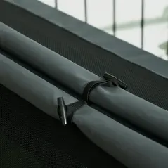 PawHut Dog House Outdoor Elevated Dog Bed with Removable Cover, Mesh Windows, Storage Bag, for S and M-Sized Dogs, Grey - 9