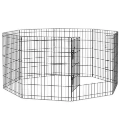 PawHut 8 Panel DIY Dog Pen with Door, for Dogs, Small Animals, Indoor/Outdoor Use, 76cm High - 1