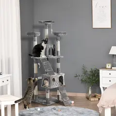 PawHut Cat Tree Scratching House, Activity Play Centre - 2