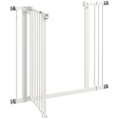 PawHut Adjustable Safety Gate w/ One Extensions, Four Adjustable Screws, White - 8