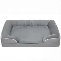 PawHut Dog Sofa Bed, Washable Pet Bed with Removable Cover and Non-Slip Bottom for Cats, Small and Medium Dogs, Grey - 1