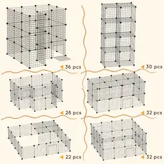 PawHut DIY Pet Playpen Metal Wire Fence Indoor Outdoor Rabbit Small Animals Cage 36 Panel Enclosure Black - 7