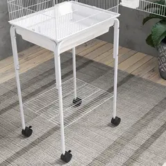 PawHut Bird Cage Budgie Cages for Finch Canary Parakeet with Stand Wheels Slide-out Tray Accessories Storage Shelf, White - 9
