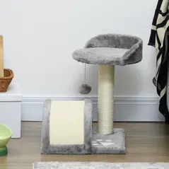 PawHut Cat Tree, Kitten Scratcher Activity Centre, with Sisal Scratching Post, Toy Ball - Grey - 9