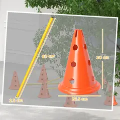 PawHut Dog Agility Equipment Set of Eight Cones, Eight Poles w/ Carry Bag, Four-Piece Adjustable Height Jumping Obstacles - 3