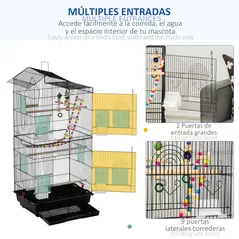 PawHut Bird Cage for Budgies, Finches, Canaries w/ Accessories, Toys, Tray - 7