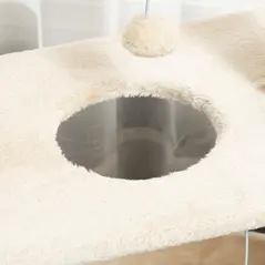 PawHut Cat Tree Tower, with Scratching Posts, Pad, Bed, Perch, Toy Ball - Light Brown - 9