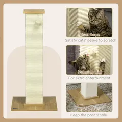 PawHut 80cm Scratching Post, with Toy Ball, Sisal Rope - White - 5