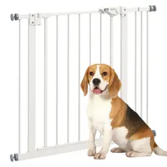 PawHut Adjustable Safety Gate w/ One Extensions, Four Adjustable Screws, White - 1