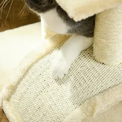 PawHut 72cm Cat Tree with Scratching Post, Pad for Indoor Cats - Cream White - 8