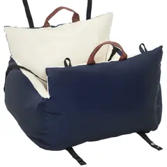 PawHut Dog Car Seat, Cosy Pet Car Booster Seat for Small Dog Under 5 KG, Portable Travel Bed with Safety Belts, Navy Blue - 1