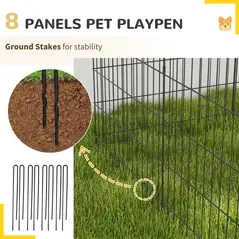 PawHut 8 Panel DIY Dog Pen with Door, for Dogs, Small Animals, Indoor/Outdoor Use, 91cm High - 6