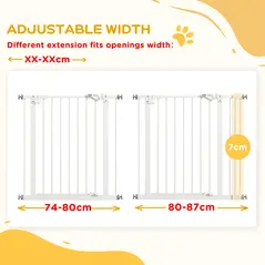 PawHut Adjustable Safety Gate w/ One Extensions, Four Adjustable Screws, White - 6