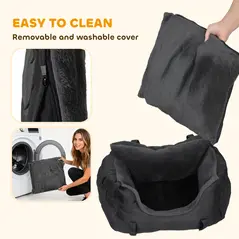 PawHut Dog Car Seat for Small Dogs with Fixed Buckle, Safety Leash, Washable Cover, 58 x 45 x 28 cm, Black - 8