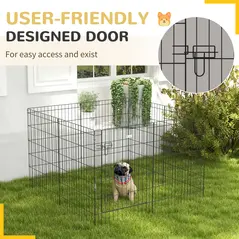 PawHut 8 Panel DIY Dog Pen with Door, for Dogs, Small Animals, Indoor/Outdoor Use, 91cm High - 7