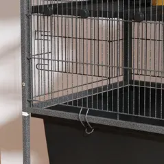 PawHut 5 Levels Rolling Small Animal Cage with Non Slip Ramps, Slide Out 16cm Deep Tray, 88 x 48 x 150.5cm, Dark Grey - 8