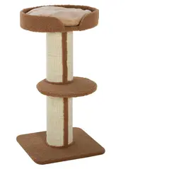 PawHut 91cm Cat Tree, Cat Tower with Scratching Post, Bed, Perch, Removable Cushion for Indoor Kittens, Brown - 1