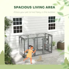 PawHut 71" Outdoor Wooden Cat House with Three Platforms, Large Door, Water-Resistant Roof, for Multiple Cats, Grey - 7