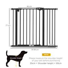 PawHut Adjustable Safety Gate w/ One Extensions, Four Adjustable Screws, Black - 3