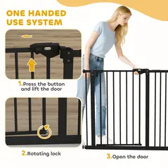 PawHut Adjustable Safety Gate w/ One Extensions, Four Adjustable Screws, Black - 6