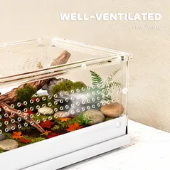 PawHut Acrylic Reptile Terrarium with Top Sliding Door, Vents,  for Snake, Frog, Spider, Gecko, Tarantula, 30 x 20 x 15 cm - 7