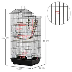 PawHut Bird Cage for Budgies, Finches, Canaries w/ Accessories, Toys, Tray - 3