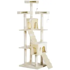 PawHut Cat Tree for Indoor Cats Play Tower Activity Center Kitten Scratch Post Climbing Tower 181 cm - 1