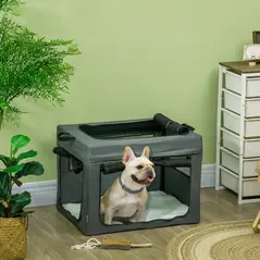 PawHut 69cm Pet Carrier, with Cushion, for Miniature and Small Dogs - Grey - 2